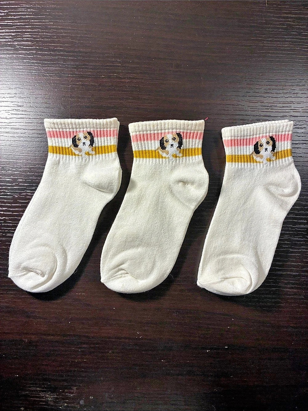 Kids Dog Stripe Socks 3 Pairs